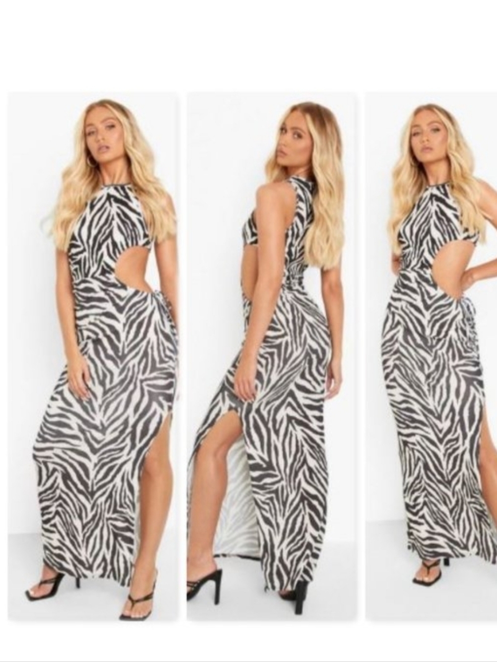 Zebra Cutout Maxi Dress